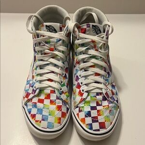 Vans Comfycush Sk8-Hi Tie-Dye Checker Sneaker Size Women’s 10, Men’s 8.5 Unisex